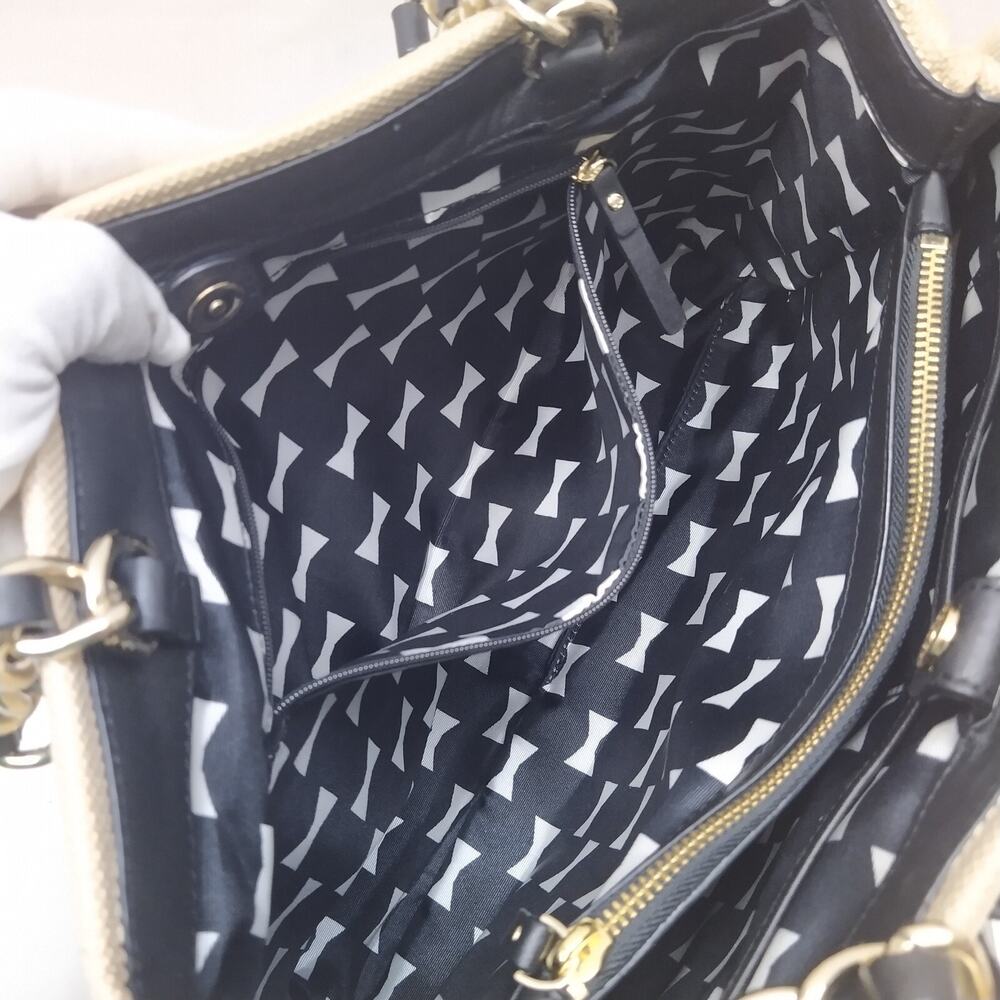 Kate Spade Veranda Place Quilted Bow Straw Chain Strap Satchel Shoulder Bag - Picture 14 of 16
